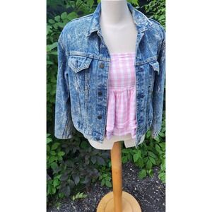 Crocker Denim Jacket Women's Medium Acid Wash Blue‎ Jean Trucker Vintage